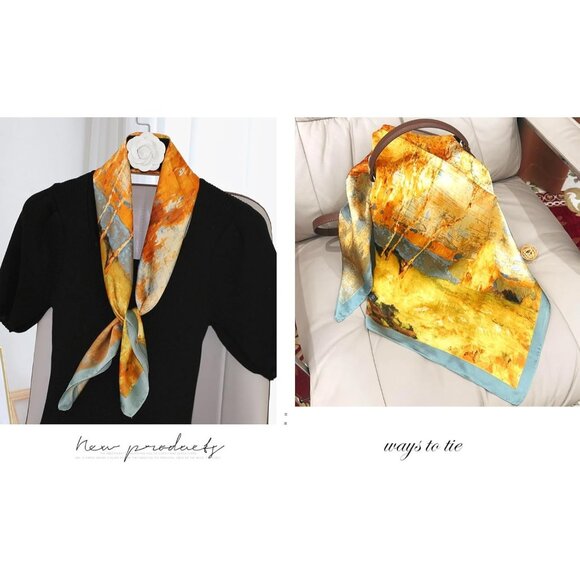 Women Birch Forest Headscarf Satin Bandana Pattern Polyester Breathable Scarves - Picture 5 of 7